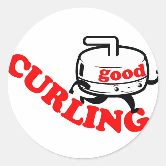 [ GOOD CURLING ] Retro "Stone Guy" Gifts by SKO Classic Round Sticker (Front)