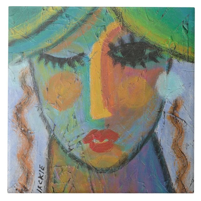 Good Day Abstract Acrylic Painting on OSB Tile (Front)