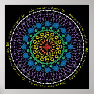 Good Day Bike Mandala with Circle Text Poster