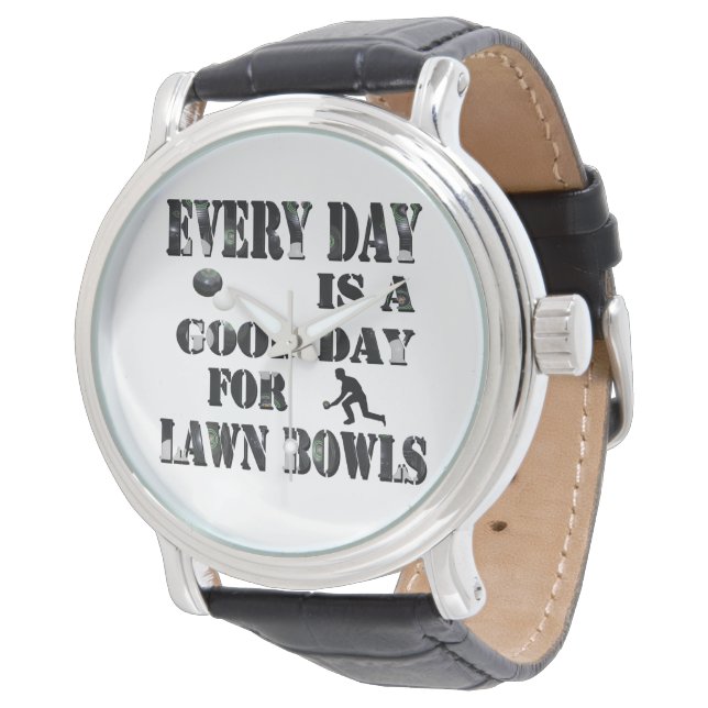 Good Day For Lawn Bowls Logo, Watch (Angled)