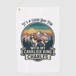 Good Day Hiking Cavalier King Charles Dog Golf Towel