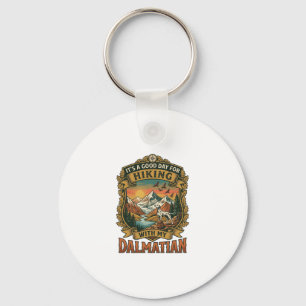 Good Day Hiking Dalmatian Dog Mountains River Key Ring