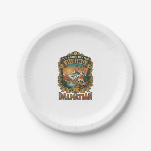 Good Day Hiking Dalmatian Dog Mountains River Paper Plate