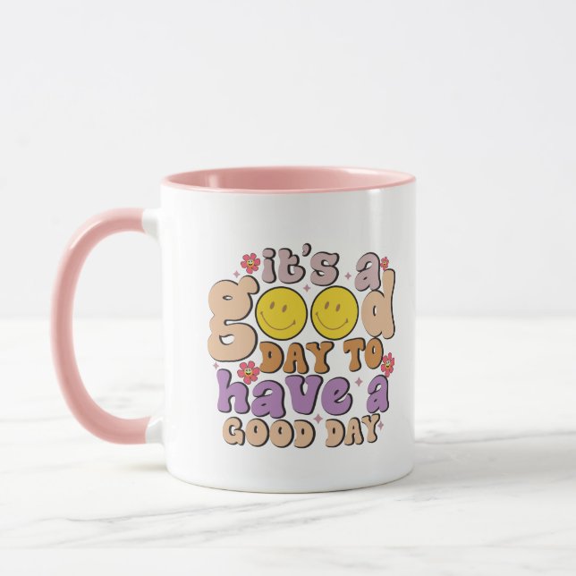 Good Day In Wavy Text Style Mug (Left)