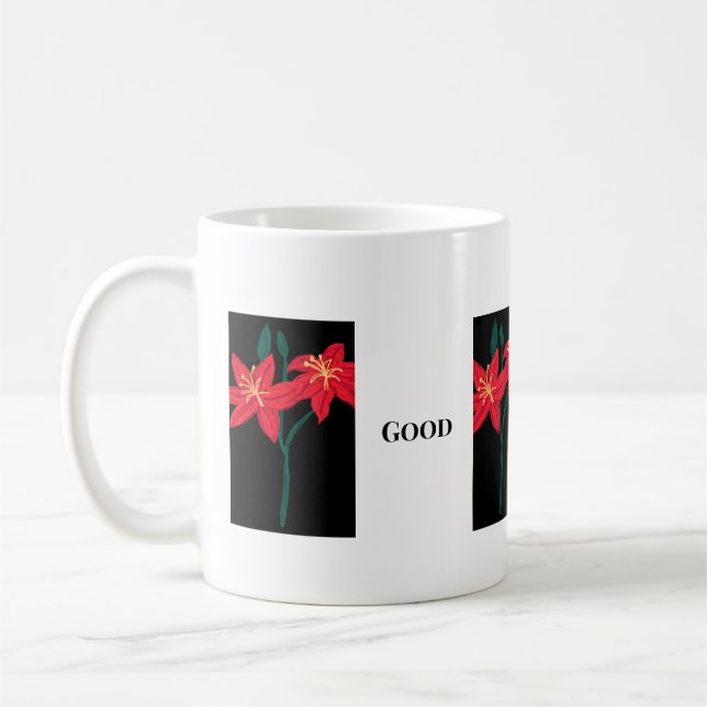 Good Day Sweet Text Flower Image Classic  Coffee Mug (Left)