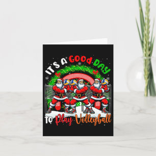 Good Day To Play Volleyball Xmas Santa Rainbow Pla Card