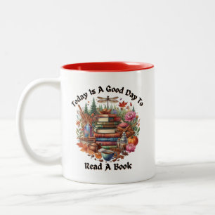 Good Day to Read a Book Cottagcore Two-Tone Coffee Mug
