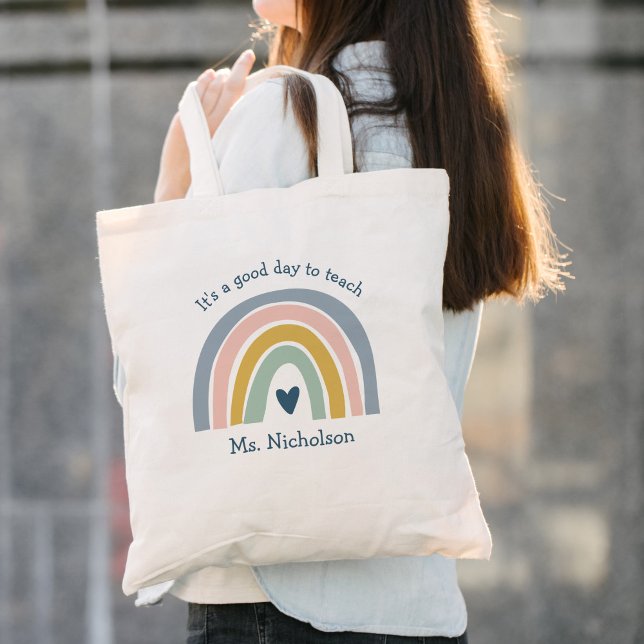 Good Day To Teach Teacher Gift Boho Rainbow Tote Bag (Creator Uploaded)