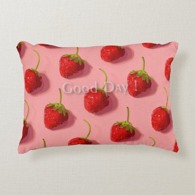 Good day with strawberry decorative cushion (Front)