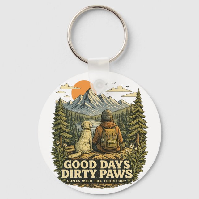 Good Days Dirty Paws Dog Lover Key Ring (Front)