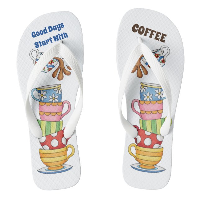 Good Days Starts With Coffee Flip Flops (Footbed)