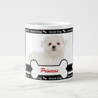 Good Dog Custom Photo Paw and Bone Pattern Large Coffee Mug