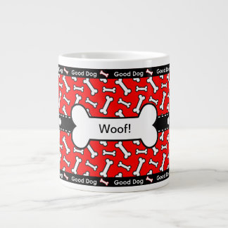 Good Dog Doggie Bones Colourful Red and Black Large Coffee Mug