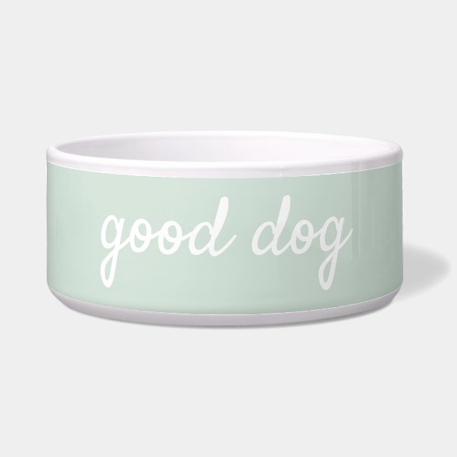 Good Dog Light Sage Green Dog Food Bowl (Front)