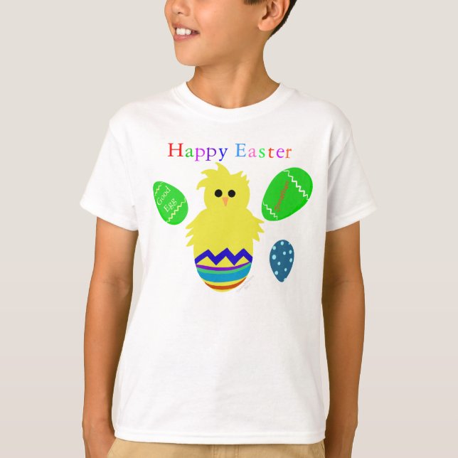 Good Egg Colourful Easter Chick Eggs PERSONALIZE T-Shirt (Front)