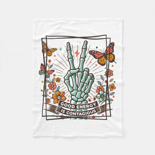 Good Energy Is Contagious, Motivational Stive  Fleece Blanket (Front)