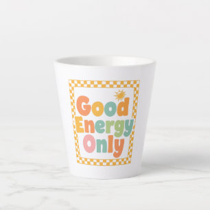 "Good Energy Only" 70s Style Typography Latte Mug