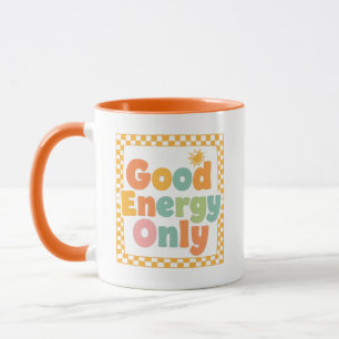 "Good Energy Only" 70s Style Typography Mug