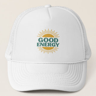 Good Energy- Retro Sunburst Positive Vibes Design Trucker Hat