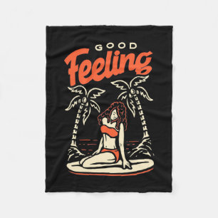Good Feeling Surfer Girl Fleece Blanket