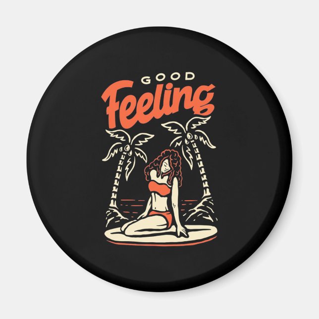 Good Feeling Surfer Girl Magnet (Front)