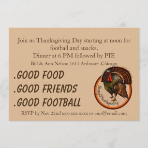 Good Food Friends Classic Thanksgiving Turkey Invitation