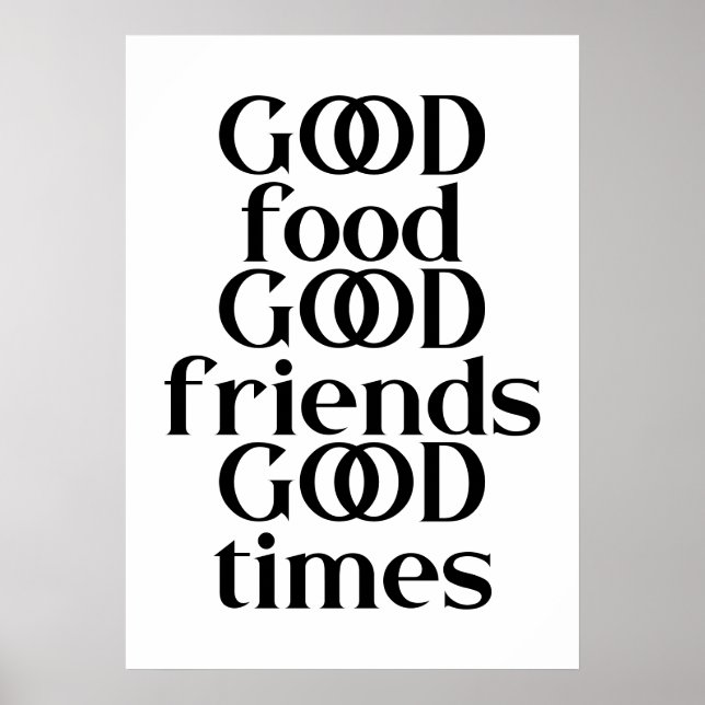 Good Food Friends & Times Quote | Editable Color Poster (Front)