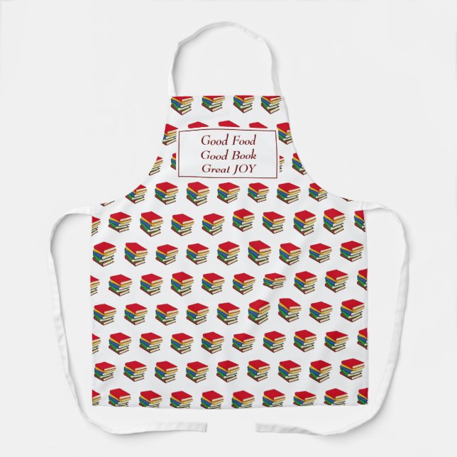 GOOD FOOD GOOD BOOK GREAT JOY | Colourful Books Apron (Front)