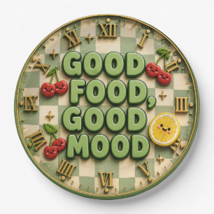 Good Food Good Mood Kitchen Cute Fruit Decor Paper Plate