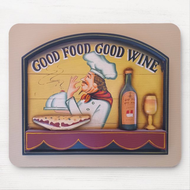 Good Food Good Wine Chef Mouse Mat (Front)