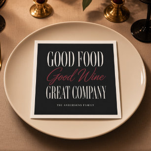 Good Food Good Wine Great Company Personalised Napkin