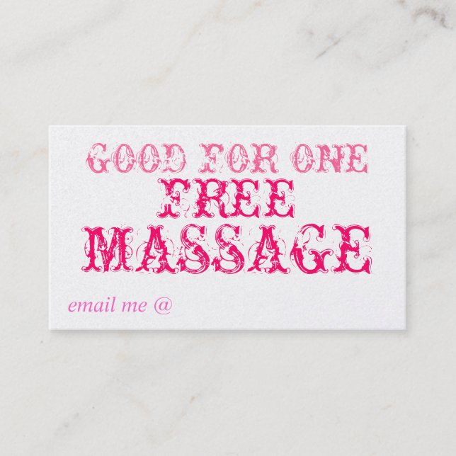 GOOD FOR ONE FREE MASSAGE - CARD (Front)