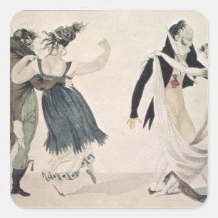 Good Form, No. 1: The Waltz, satirical cartoon Square Sticker