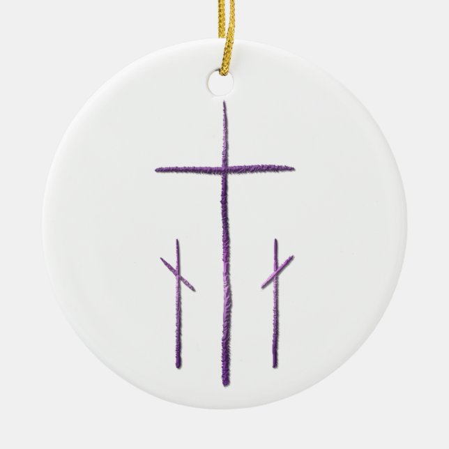 Good Friday - 3 Crosses Ceramic Tree Decoration (Front)