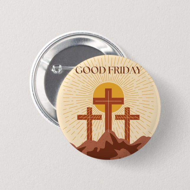 Good Friday Card 6 Cm Round Badge (Front & Back)