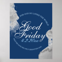 Good Friday FOR GOD SO LOVED THE WORLD in Blue