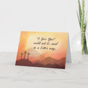 Good Friday Love Sunset over Mountains with Cross Card