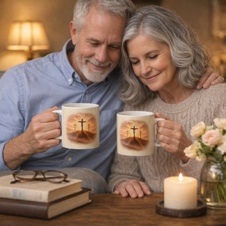 Good Friday Three Crosses Sunset Coffee Mug