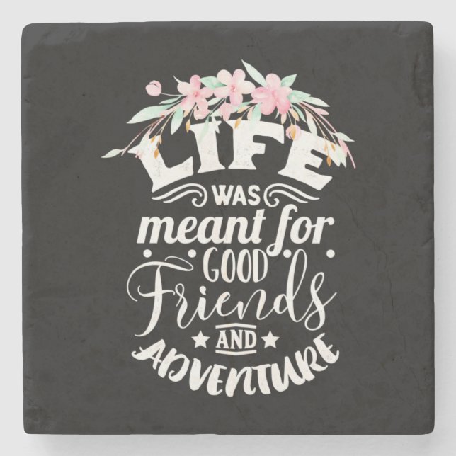 Good Friends And Adventure Stone Coaster (Front)
