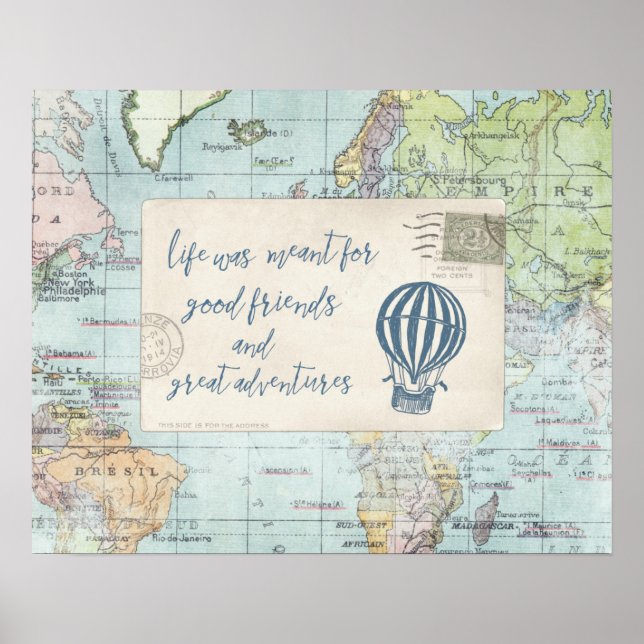 Good Friends and Great Adventures Quote Poster (Front)