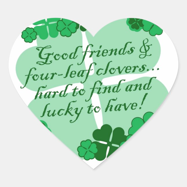 Good Friends and Shamrocks Heart Sticker (Front)