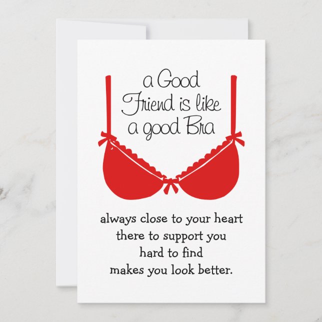 Good Friends Are Like Bras, Funny Friendship Card (Front)