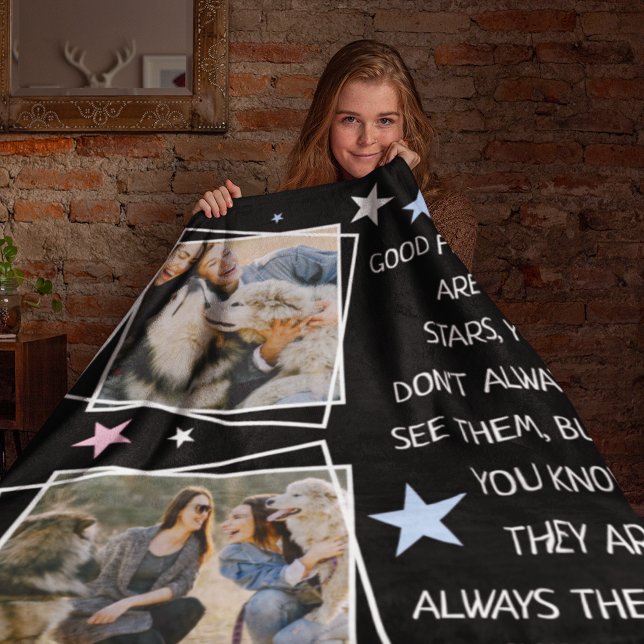 Good Friends are like Stars! Bestie Photo Quote Fleece Blanket (Creator Uploaded)