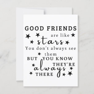 Good Friends Are Like Stars: Friendship Quote Art Postcard
