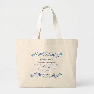 Good Friends are Like Stars Fun Quote Large Tote Bag