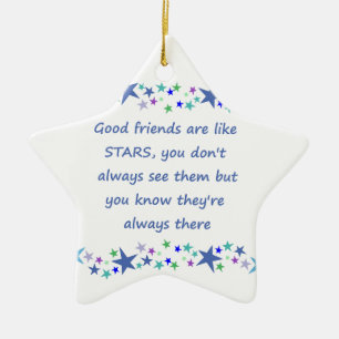 Good Friends are like Stars Inspirational Quote Ceramic Tree Decoration