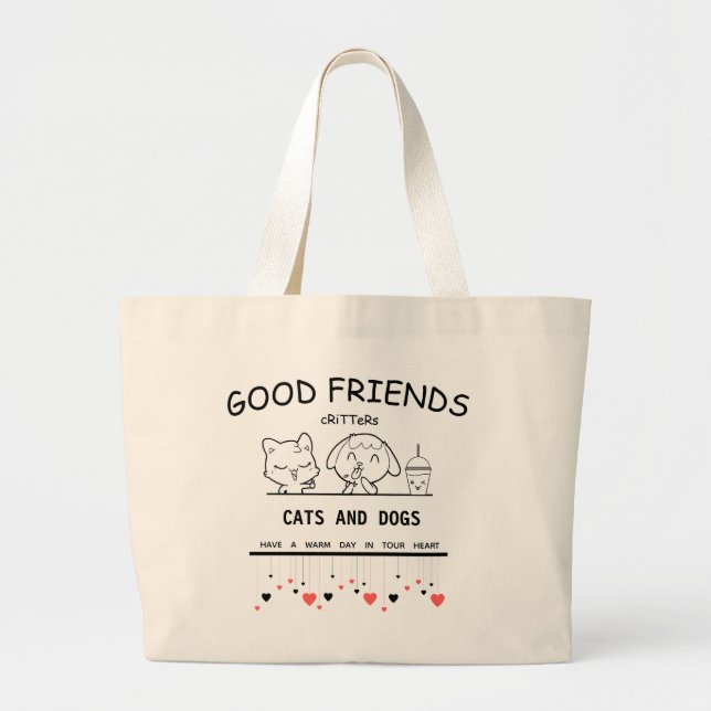 Good friends cats and dogs tote bags (Front)
