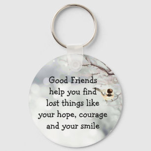 Good Friends Friendship Quote Cute Bird Art Key Ring