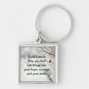 Good Friends Friendship Quote Cute Bird Art Key Ring