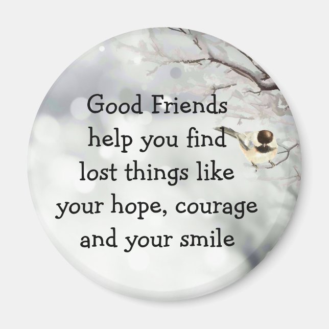 Good Friends Friendship Quote Cute Bird Art Magnet (Front)